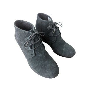 TOMS Kala Wedge Bootie, Forged Iron Grey Suede, 10012957, US Women's Size 9